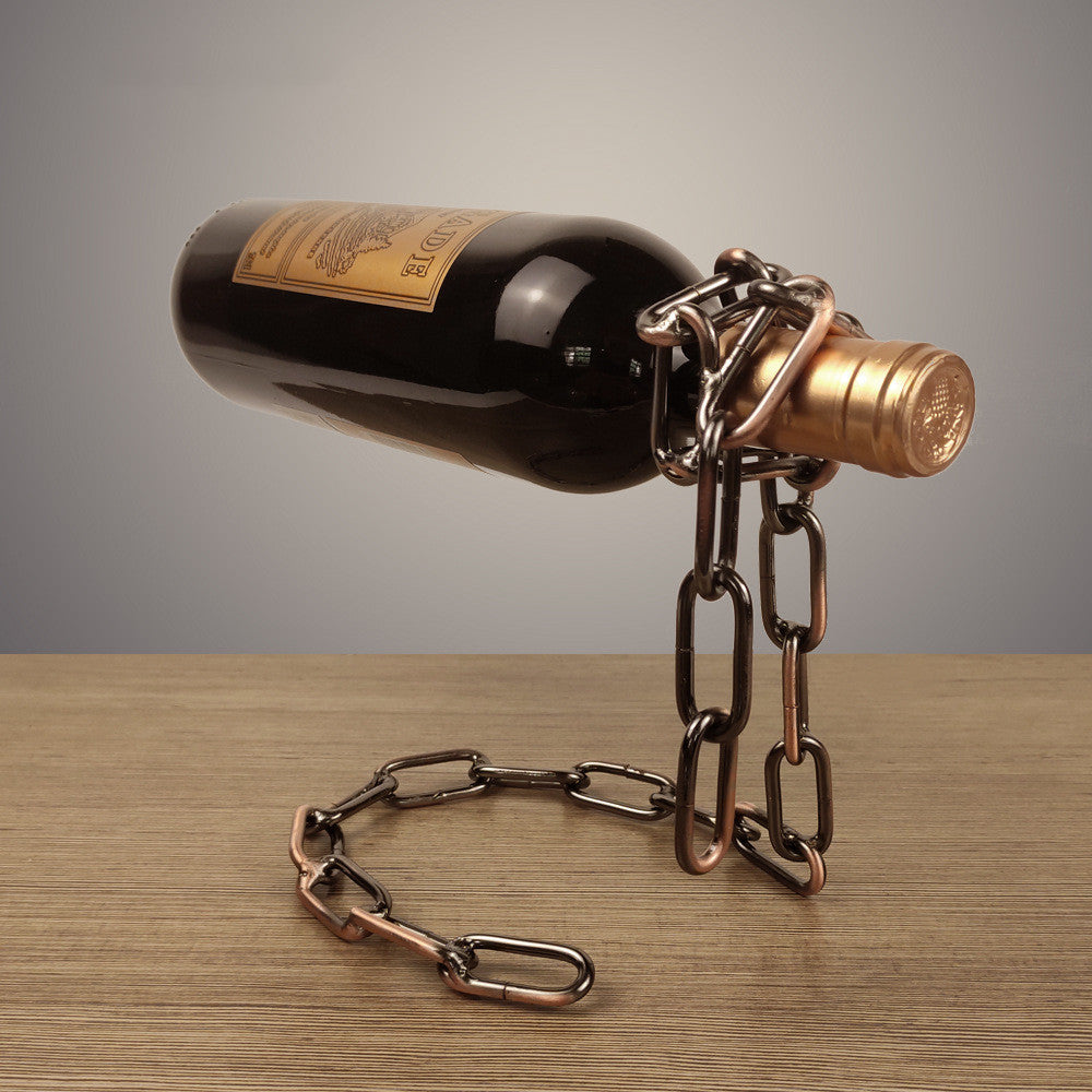 Hanging Chain Wine Rack - Metal Wine Bottle Holder