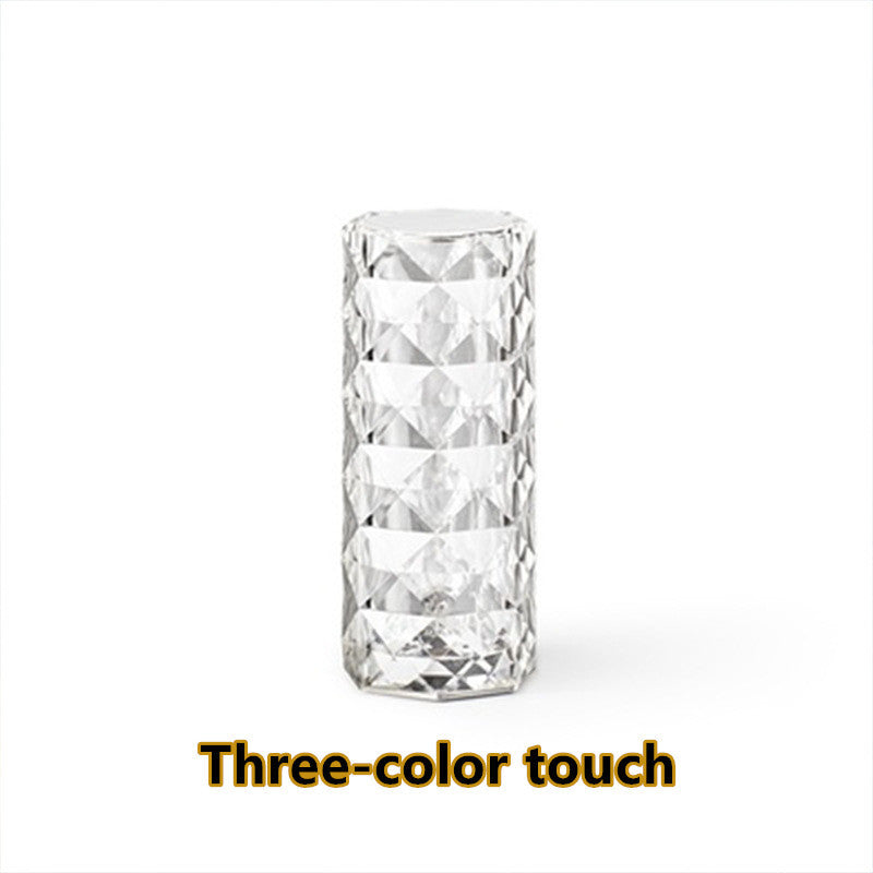 Nordic Crystal Touch Dimmer USB Table Lamp with Rose Projector