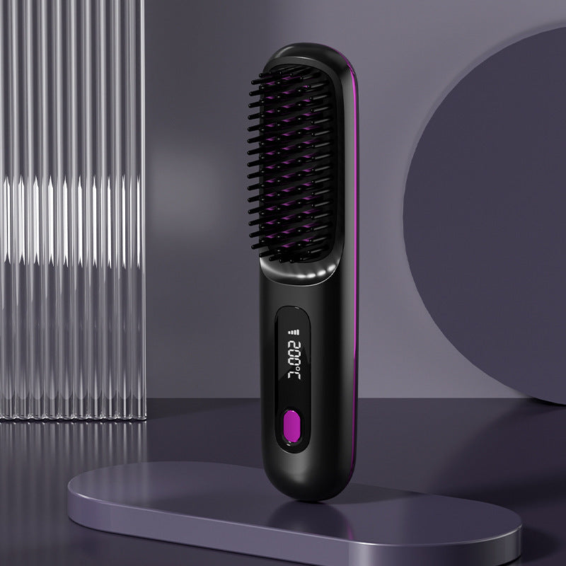 Wireless Hair Straightener Brush - Portable 2-in-1 Hot Comb