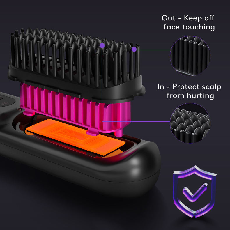 Wireless Hair Straightener Brush - Portable 2-in-1 Hot Comb