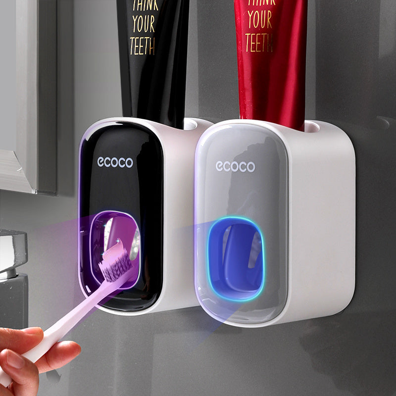 Wall-Mounted Automatic Toothpaste Dispenser & Toothbrush Holder