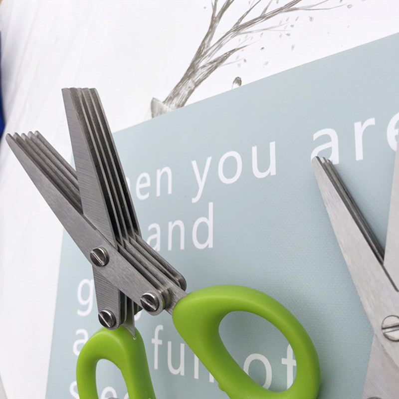 Multi-Layer Herb Scissors – Stainless Steel Green Onion & Spice Cutter