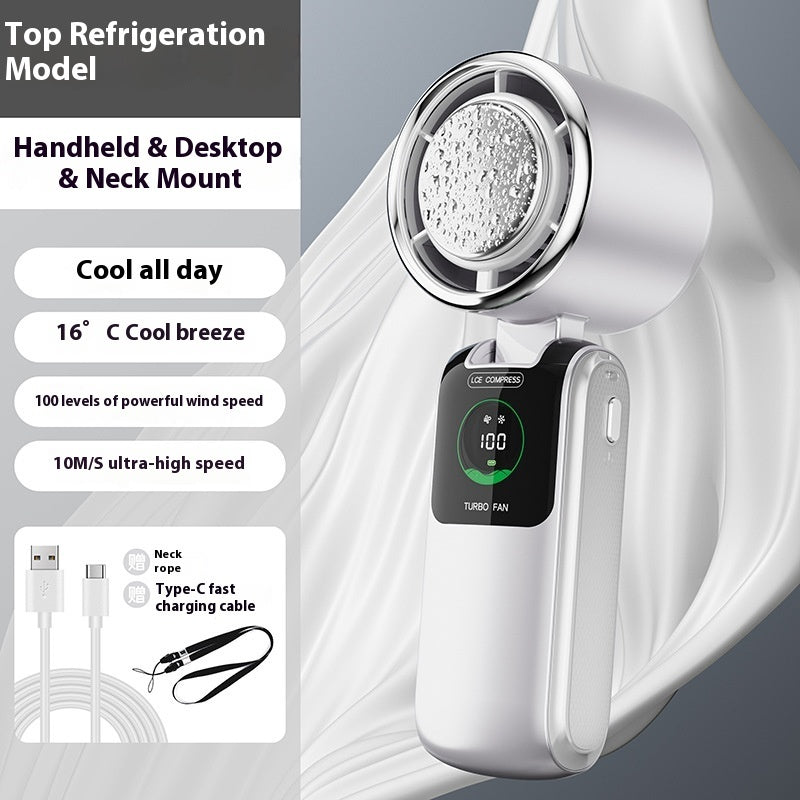Portable High-Speed Folding Mini Fan with Ice Pack – Adjustable & Wearable