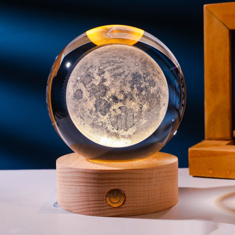 Luminous 3D Inner-Carved Crystal Ball Night Lamp – Glowing Decorative Light