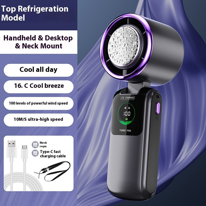 Portable High-Speed Folding Mini Fan with Ice Pack – Adjustable & Wearable
