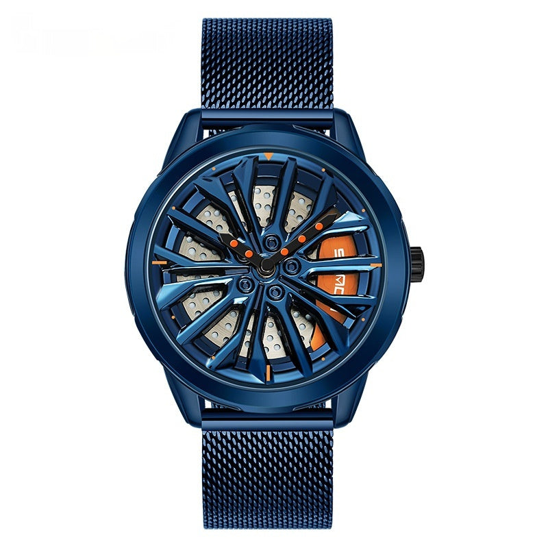 Men’s Fashion Wheel Series Watch – Trendy Casual Good Luck Watch with Steel & Mesh Bands