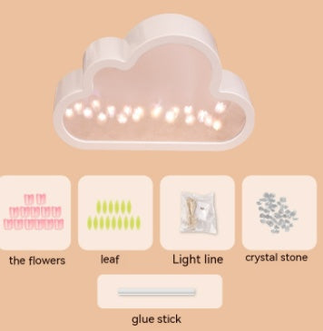 Handmade DIY Cloud Tulip Mirror with Small Night Light