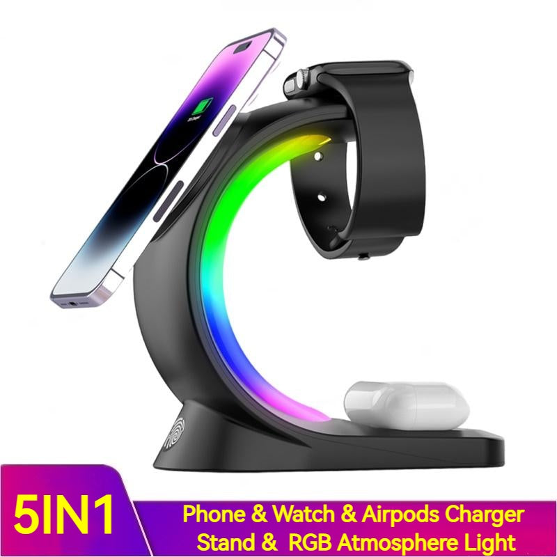 4-in-1 Magnetic Wireless Charging Station with Atmosphere Light