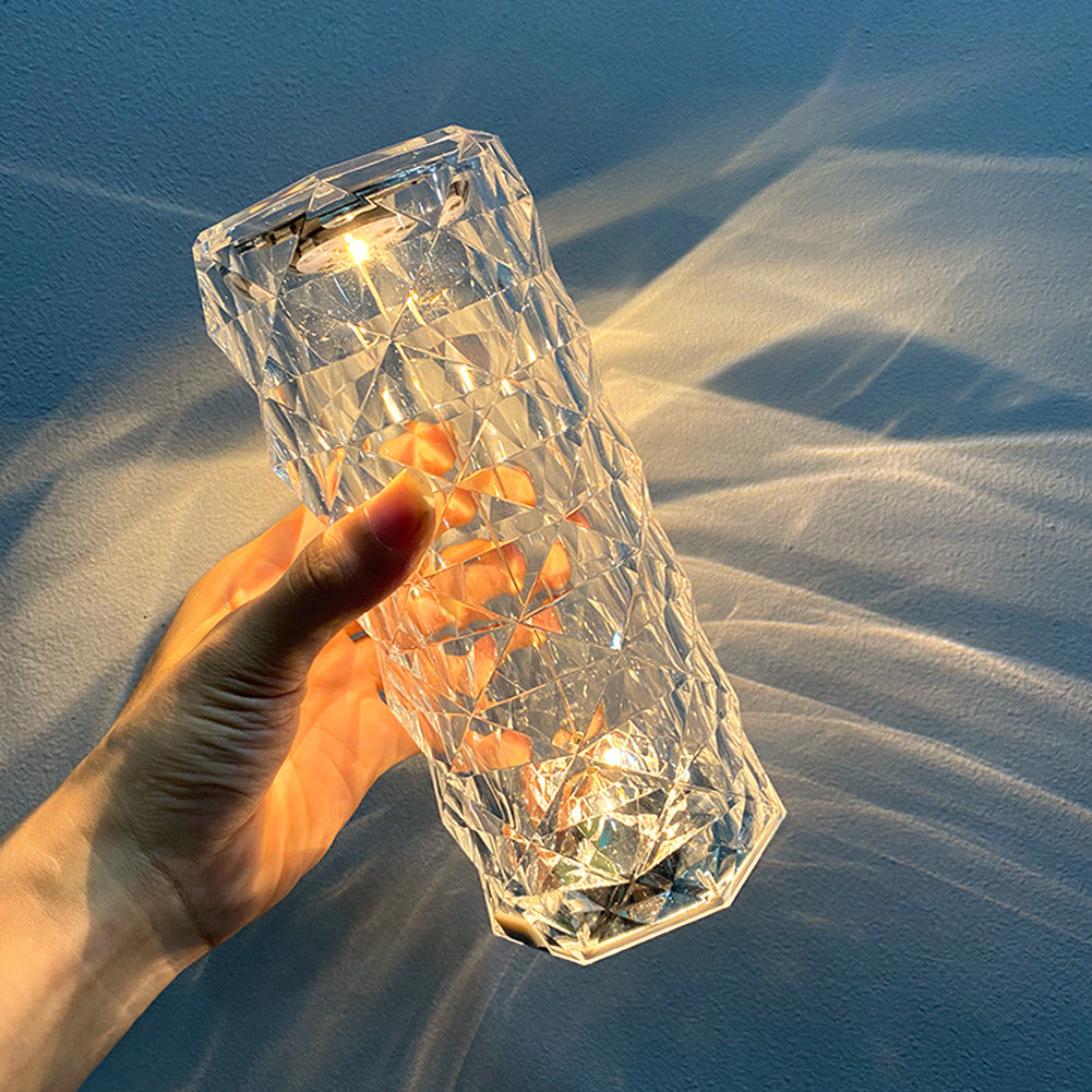 Nordic Crystal Touch Dimmer USB Table Lamp with Rose Projector