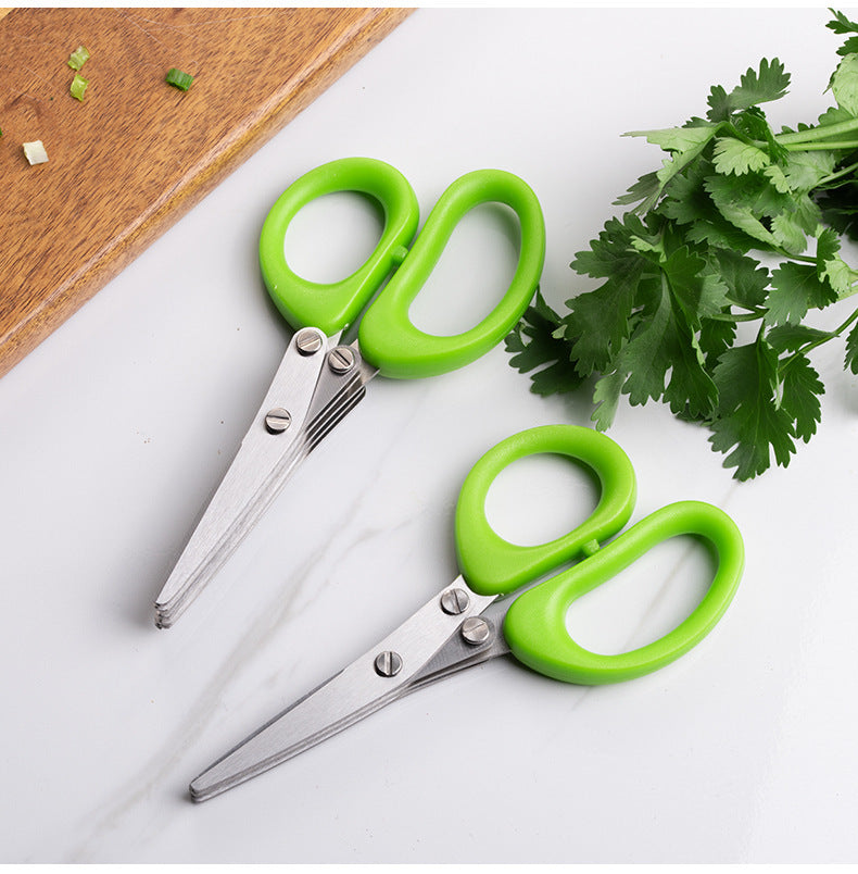 Multi-Layer Herb Scissors – Stainless Steel Green Onion & Spice Cutter