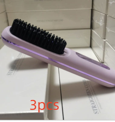 Wireless Hair Straightener Brush - Portable 2-in-1 Hot Comb
