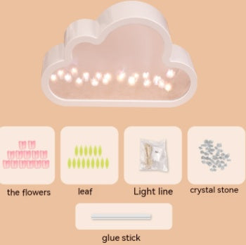 Handmade DIY Cloud Tulip Mirror with Small Night Light