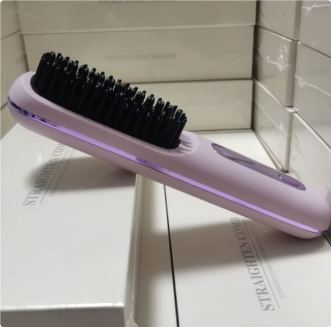 Wireless Hair Straightener Brush - Portable 2-in-1 Hot Comb