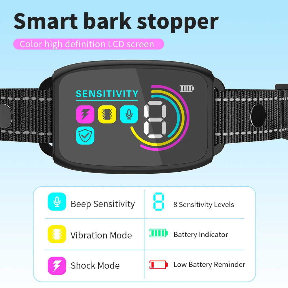 Smart Anti-Bark Dog Collar - Rechargeable & Waterproof