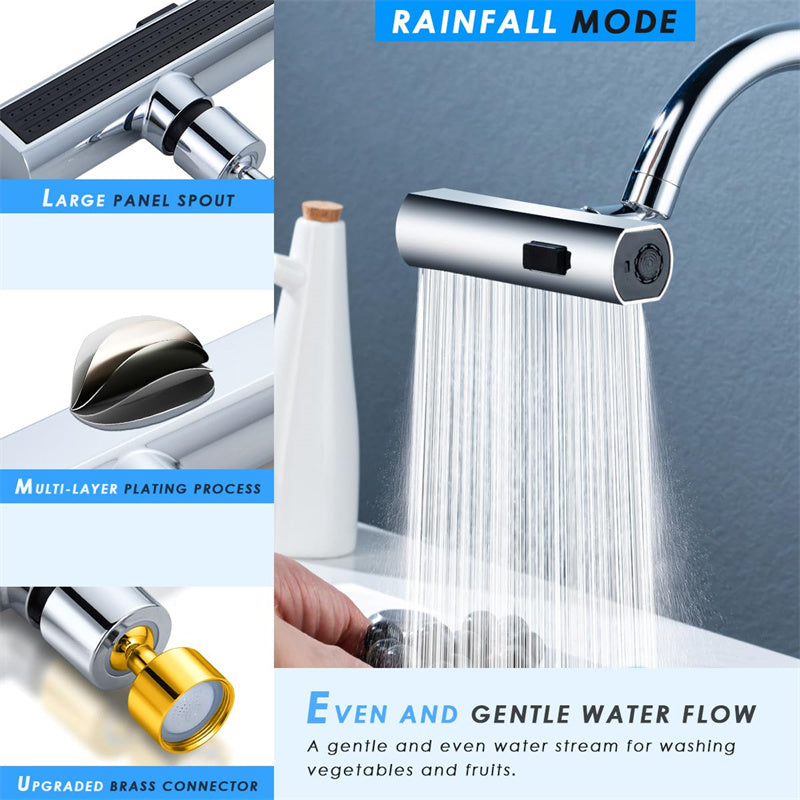 Multifunctional Kitchen Faucet with Waterfall & Rotating Nozzle