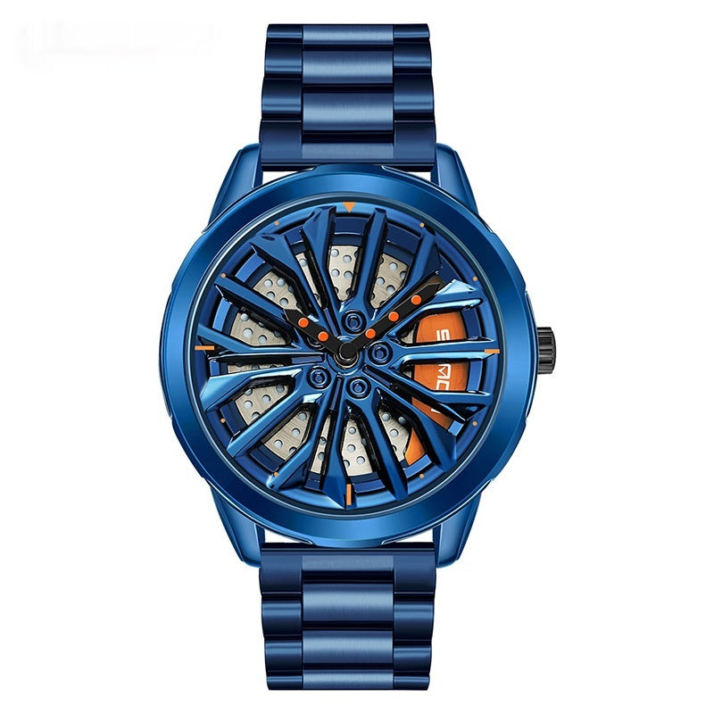 Men’s Fashion Wheel Series Watch – Trendy Casual Good Luck Watch with Steel & Mesh Bands