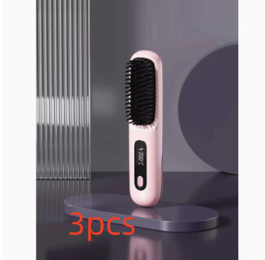 Wireless Hair Straightener Brush - Portable 2-in-1 Hot Comb