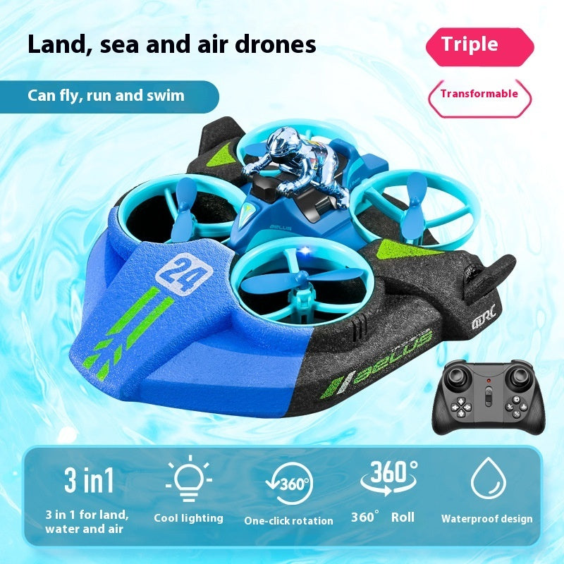 3-in-1 Remote Control Aircraft – Helicopter, Car & Boat for Kids (V24 Model)