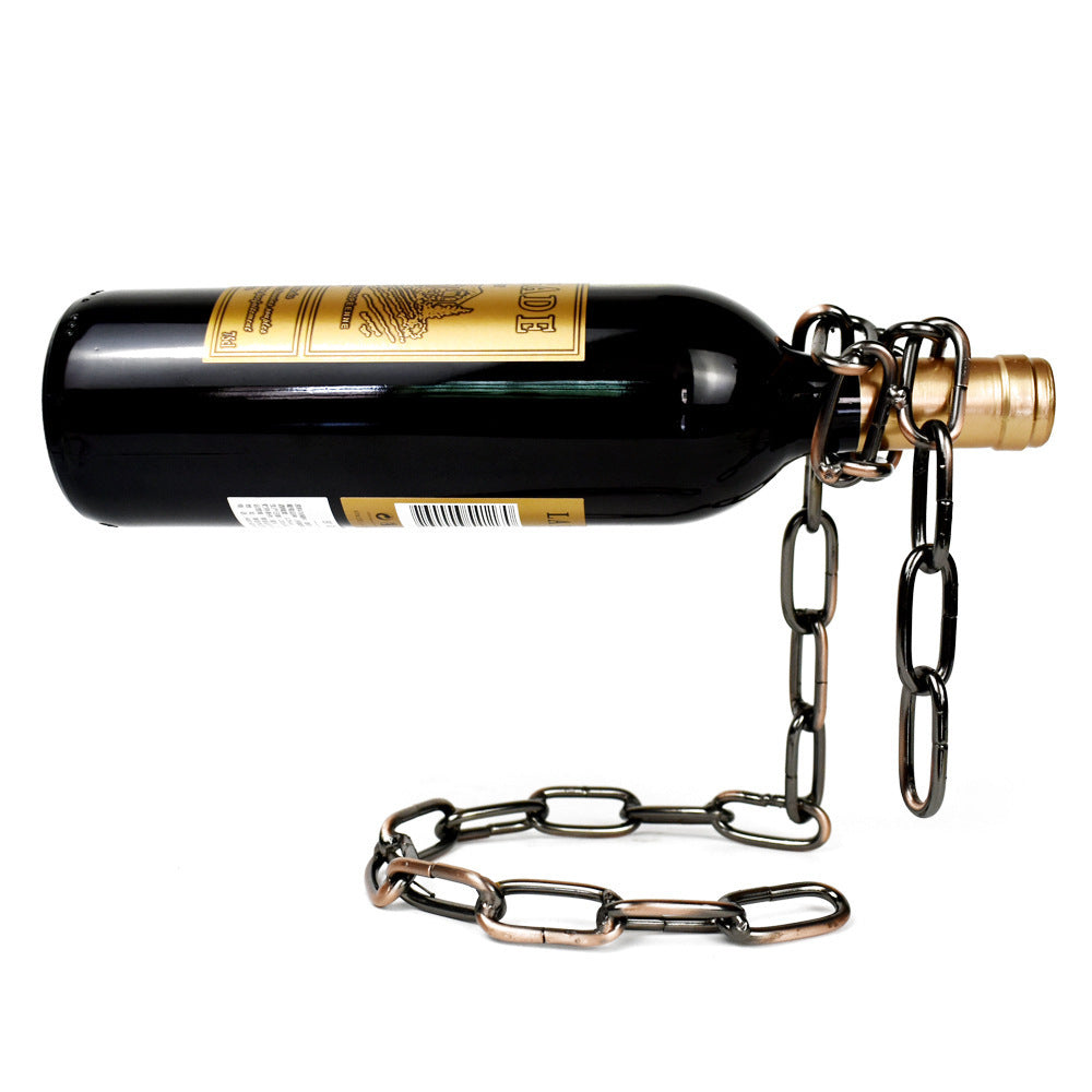 Hanging Chain Wine Rack - Metal Wine Bottle Holder