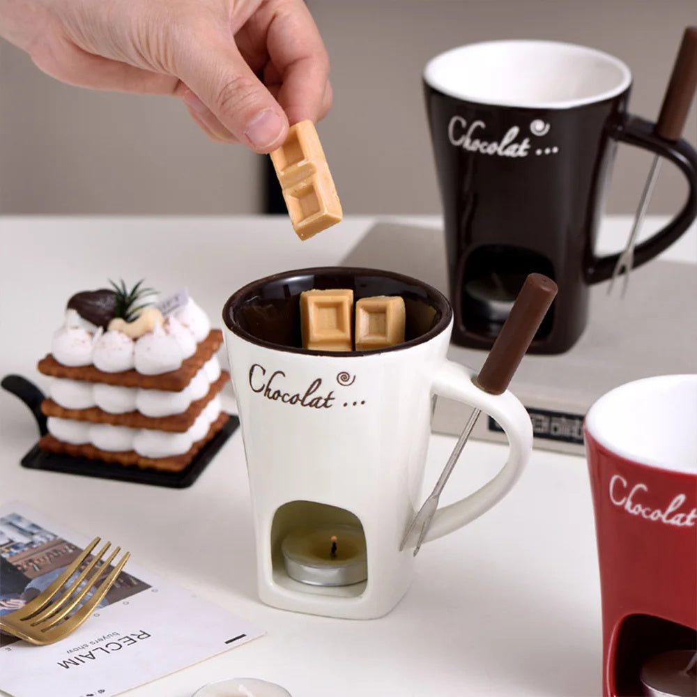 Mini Fondue Mug Set - Personal Chocolate & Cheese Melter