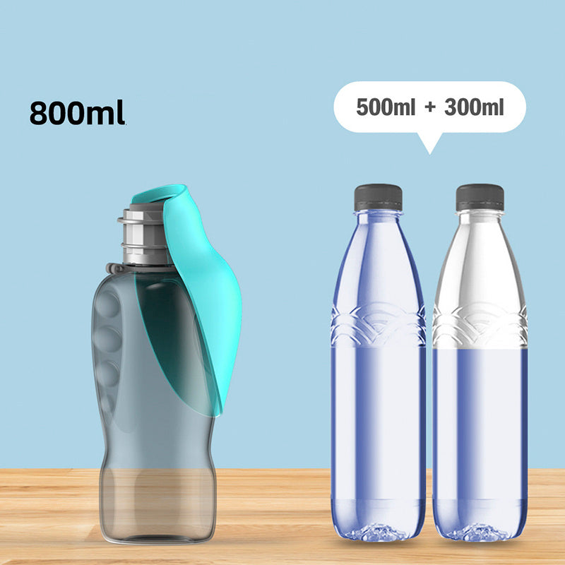 800ml Leakproof Dog Water Bottle with Foldable Bowl