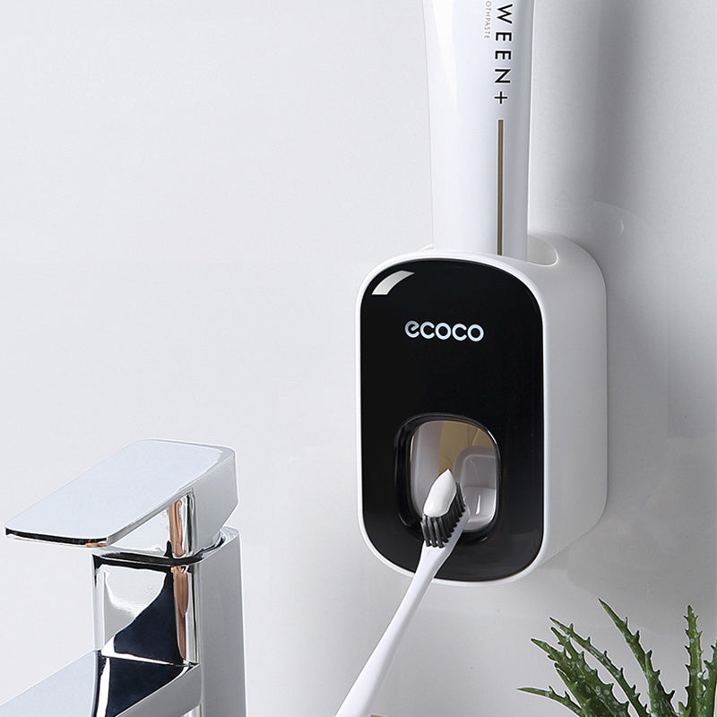 Wall-Mounted Automatic Toothpaste Dispenser & Toothbrush Holder