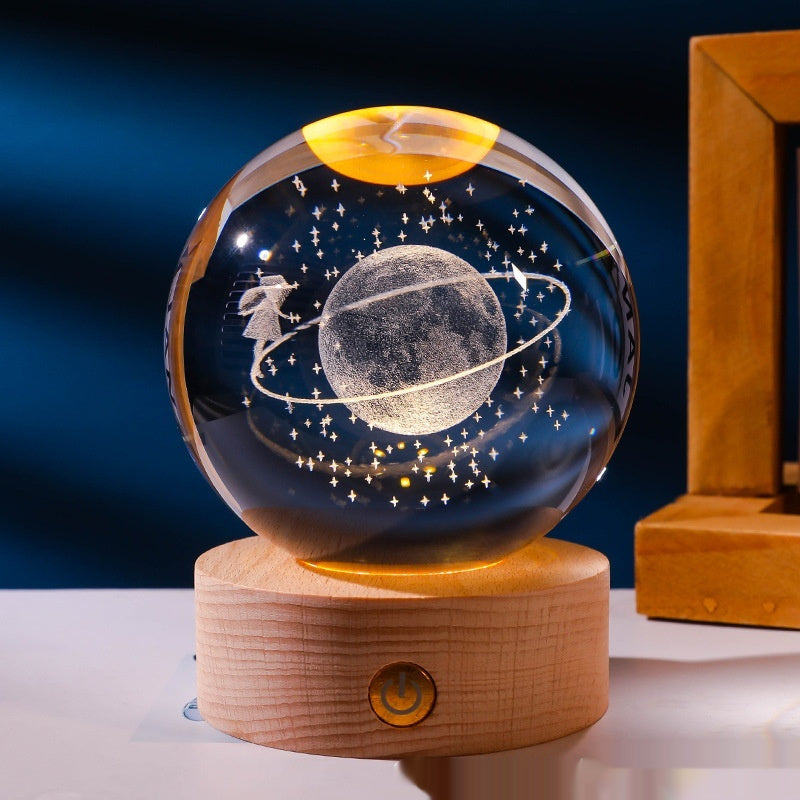 Luminous 3D Inner-Carved Crystal Ball Night Lamp – Glowing Decorative Light