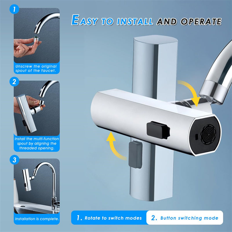Multifunctional Kitchen Faucet with Waterfall & Rotating Nozzle